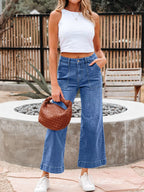 High-Rise Wide Leg Flare Denim Jeans