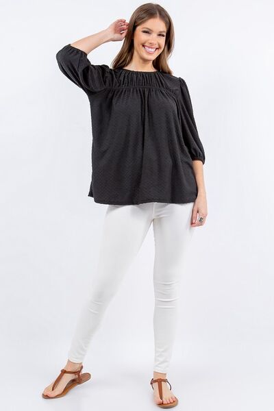 Celeste Full Size Puff Sleeve and Bow Detail Top