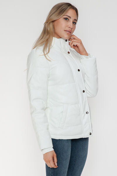 YMI Zip-Up Turtleneck Puffer Jacket with Pockets