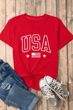 Classic USA Flag Crewneck T-Shirt - Patriotic & Timeless