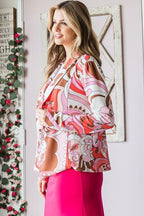 Heimish Full Size Shawl Floral Open Blazer Plus Size