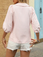 UrbanLine Striped Button Down Shirt - 3/4 Sleeve Style