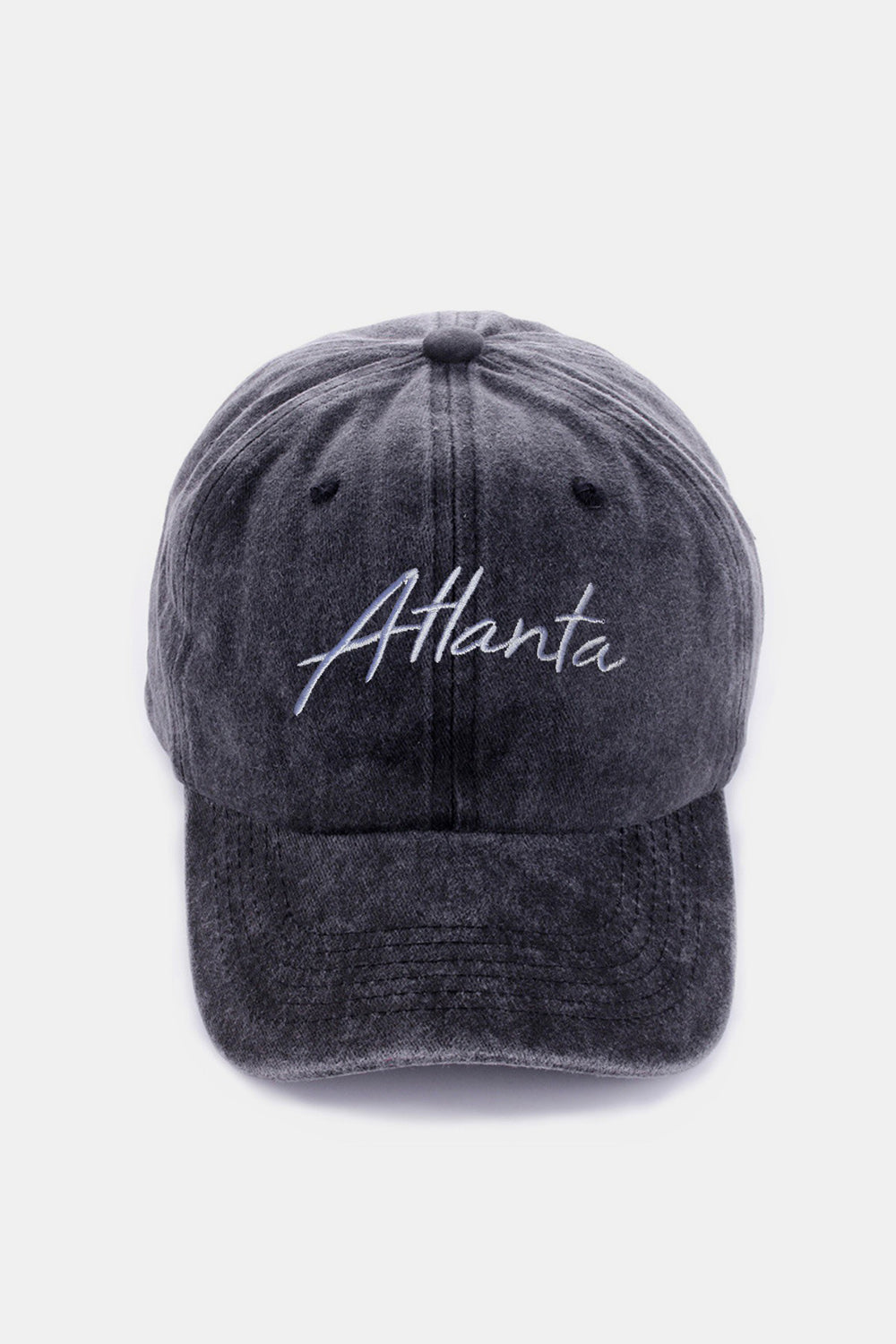 Washed ATLANTA Embroidered Baseball Cap Atlanta Black One Size