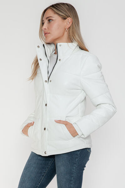 YMI Zip-Up Turtleneck Puffer Jacket with Pockets