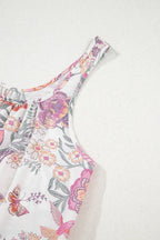 Floral Tie Neck Mini Dress - Sleeveless & Breezy