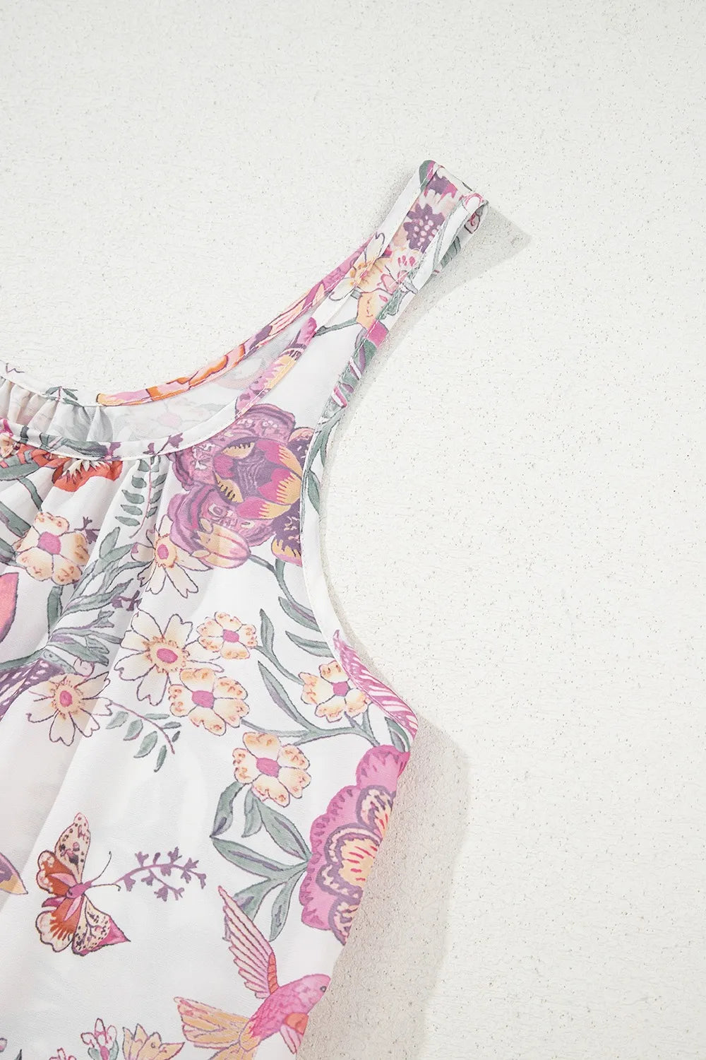 Floral Tie Neck Mini Dress - Sleeveless & Breezy