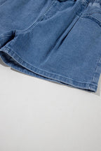 High-Waist Drawstring Denim Shorts - Casual & Chic