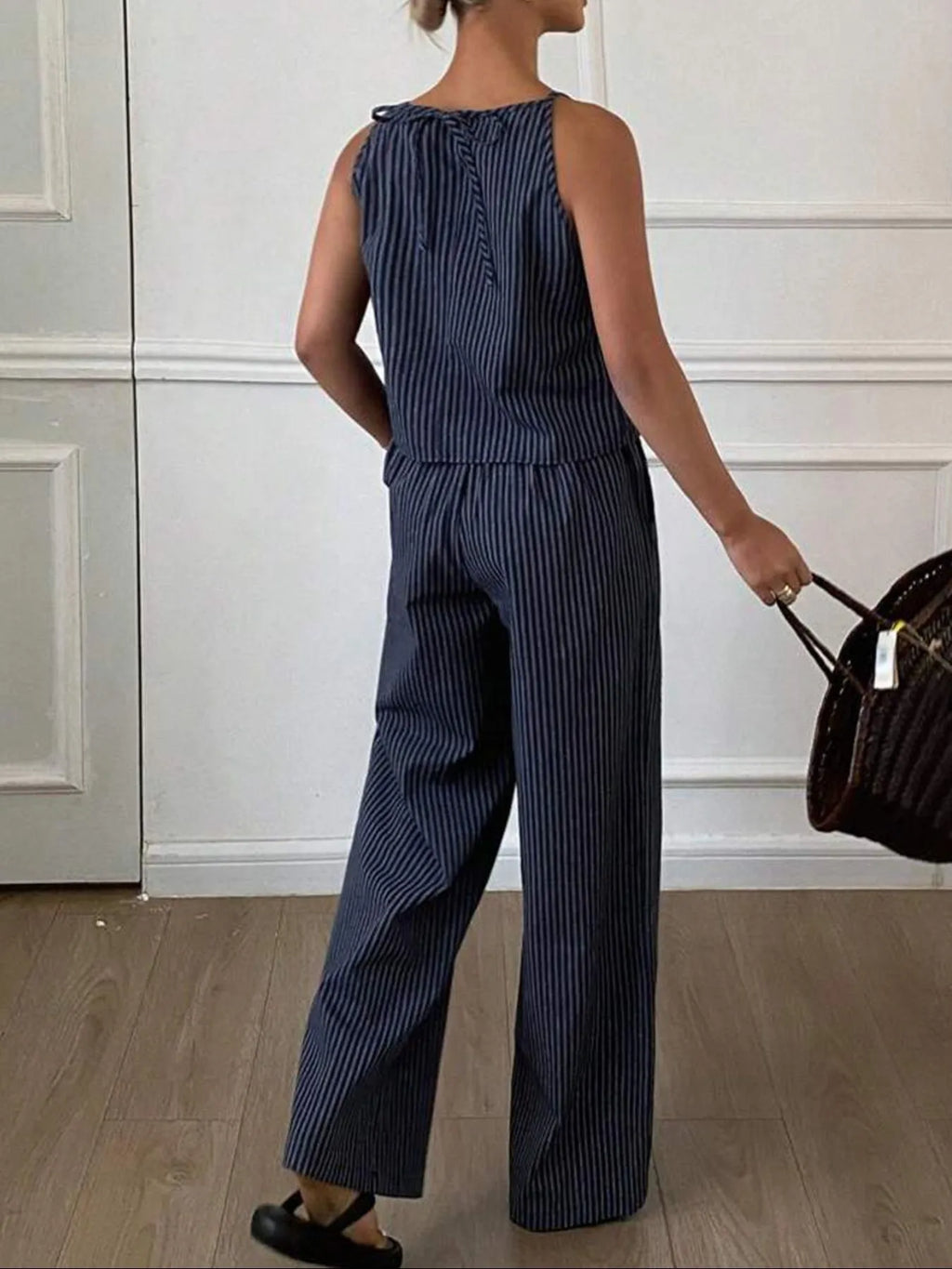 Striped Tank & Wide Leg Pants Set â€“ Two-Piece Summer Co-Ord for Effortless Style
