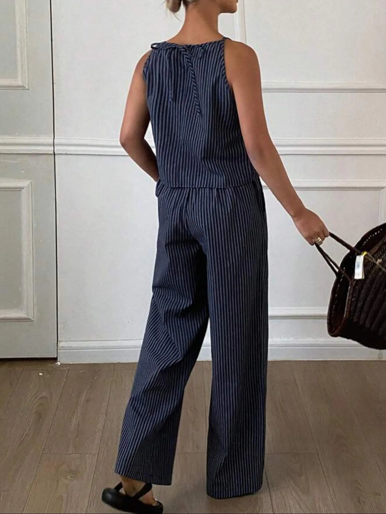 Striped Tank & Wide Leg Pants Set â€“ Two-Piece Summer Co-Ord for Effortless Style