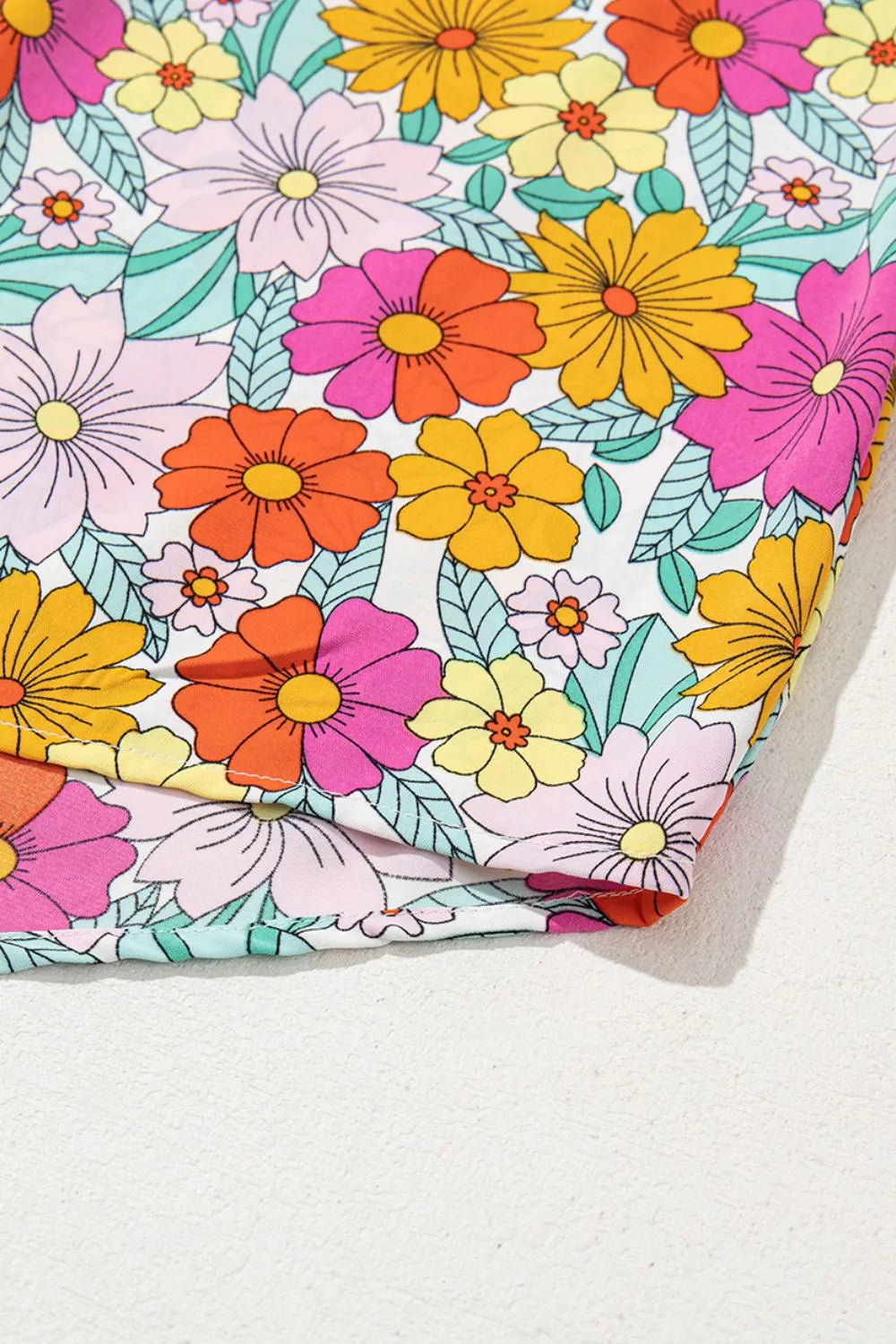 Floral Print Shirred Tiered Ruffled Sleeve Blouse