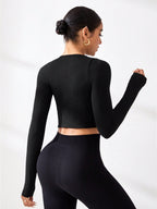 Round Neck Long Sleeve Active T-Shirt - Flexible & Stylish