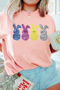 Sequin Bunny T-Shirt - Cute & Sparkly Easter Tee Watermelon Pink