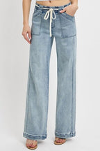 RISEN Full-Size Straight Leg Jeans with Functional Pockets