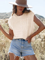 Relaxed Fit Cable-Knit Dolman Sweater Vest