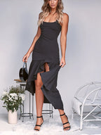 High-Low Ruffled Hem Midi Cami Dress - Elegant & Flowy