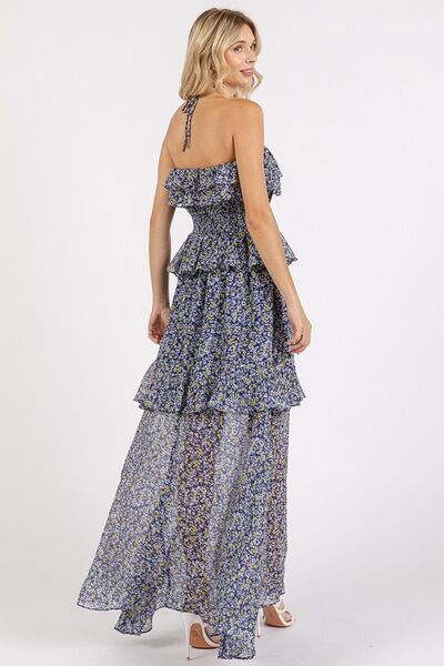 Mittoshop Ruffled Smocked Floral Halter Maxi Dress