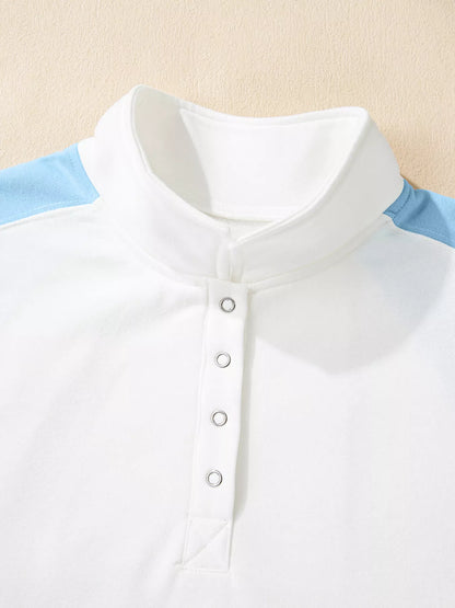 Color Block Snap Button Front Sweatshirt