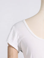 Elegant Ruffled Round Neck Short Sleeve Top