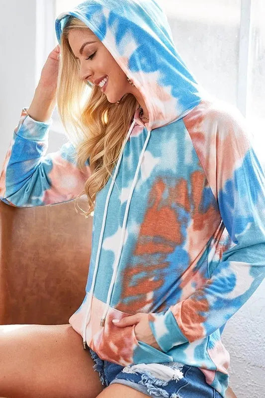 BiBi Tie-Dye Oversized Hoodie with Kangaroo Pocket