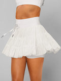 High Waist Pocketed Athletic Skort White