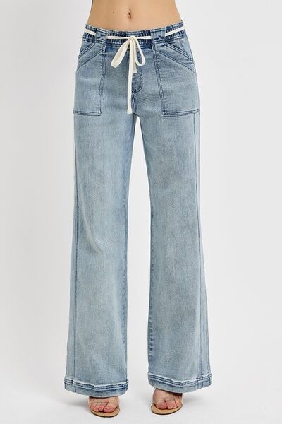 RISEN Full-Size Straight Leg Jeans with Functional Pockets Medium