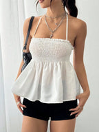 Smocked Frill Halter Neck Cami â€“ Lightweight Summer Staple