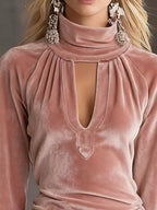 Full-Size Velvet Ruched Flounce Sleeve Mini Dress