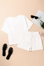 Textured Short Sleeve Top and Shorts Set - Stylish & Comfy
