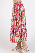 Mittoshop Floral Print Elastic Waist Tiered Skirt