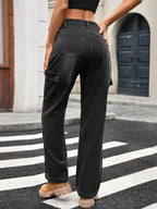 Drawstring Wide-Leg Cargo Jeans