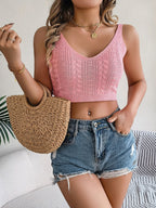 Cable-Knit Short Cami - Chic & Versatile Knitwear