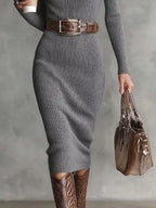 Full-Size Ribbed Knit Turtleneck Sweater Dress (Plus Size)