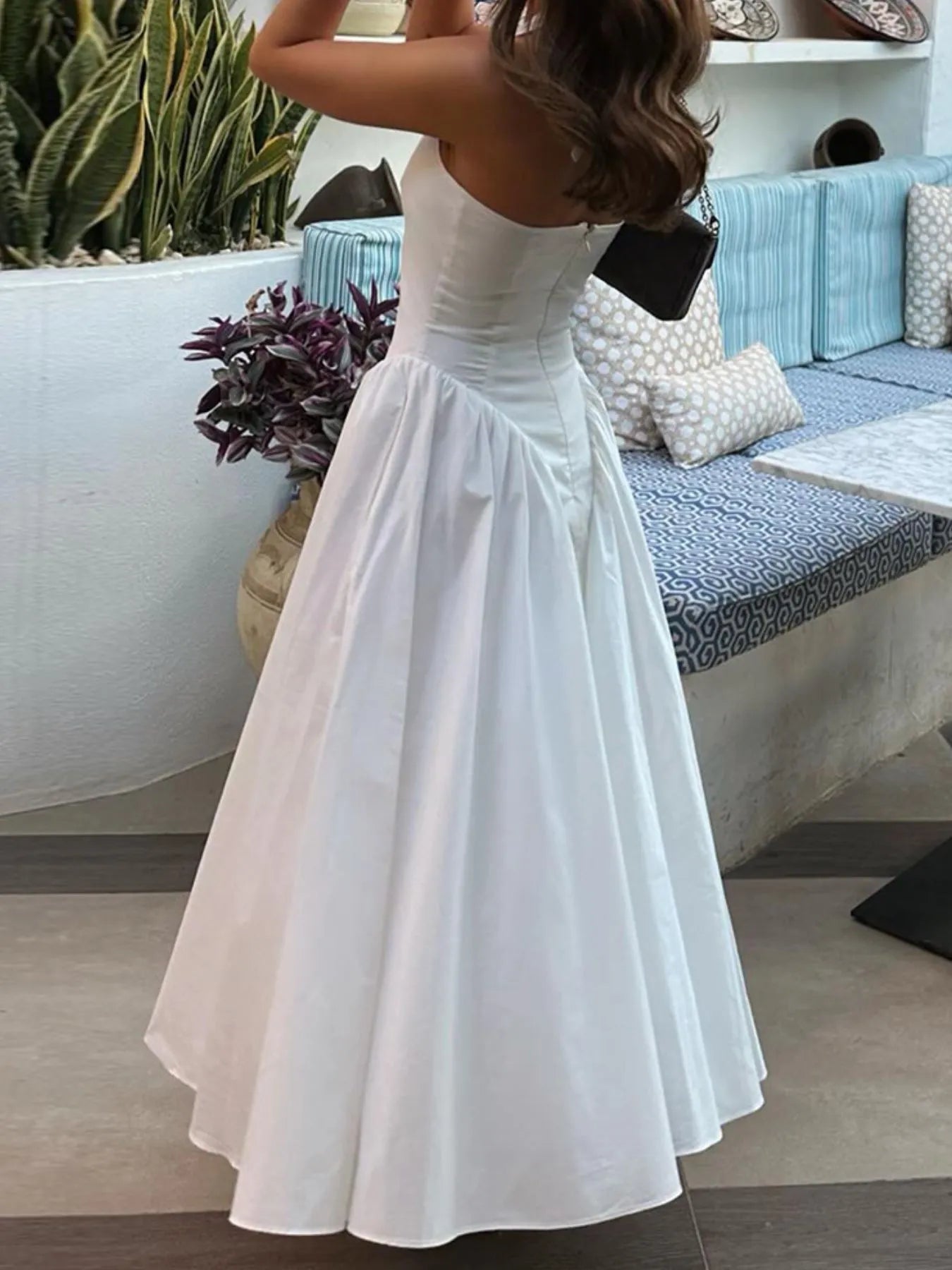 Elegant Ruched Halter Neck Maxi Dress