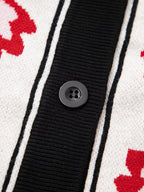 Floral Geometric Border Button-Down Cardigan