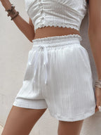 Comfy Frill Drawstring Shorts with Pockets
