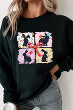 Floral Bunny Plaid Bow Easter Sweatshirt - Festive & Cozy