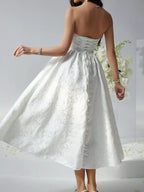 Lace-Up Strapless Tube Midi Dress