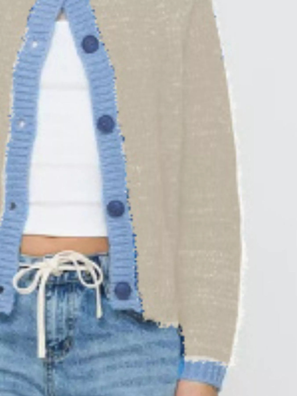 Contrast Trim Knit Button-Up Cardigan