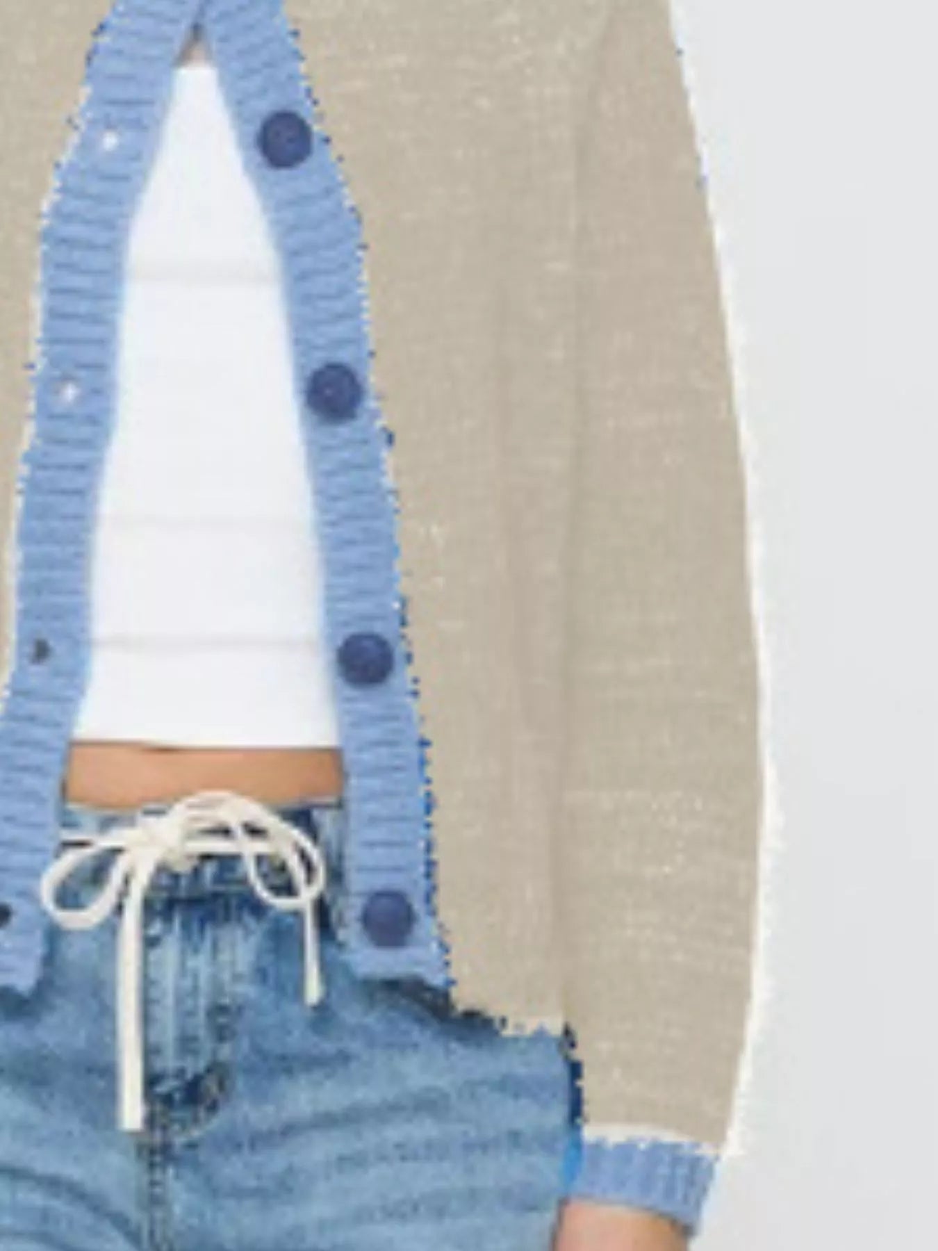 Contrast Trim Knit Button-Up Cardigan