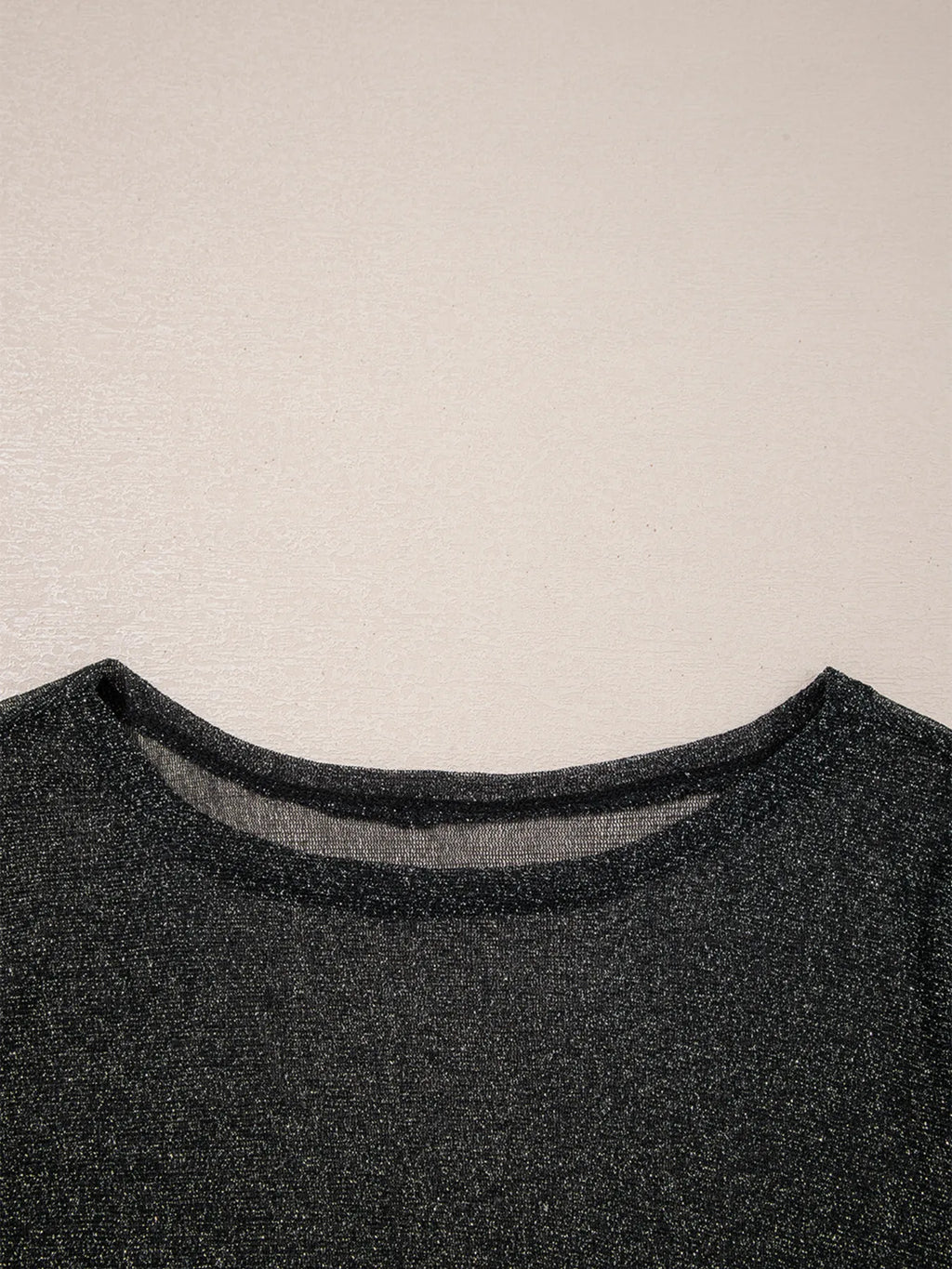Sheer Metallic Glitter Mesh Long Sleeve Top