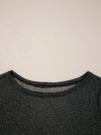 Sheer Metallic Glitter Mesh Long Sleeve Top