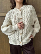 Cozy Cable Knit Button-Front Cardigan Sweater
