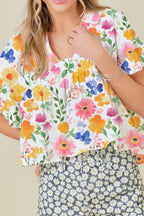Floral Ruffle Boxy Blouse – Feminine & Airy