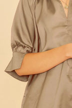 Annie Wear Luxe Satin V-Neck Oversized Blouse