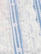 Lace Detail Button Down Cap Sleeve Shirt
