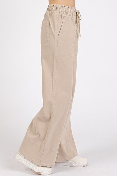 Mittoshop Mineral Wash Elastic Wide Leg Pants