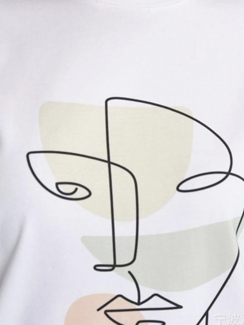 ArtMuse Abstract Face Graphic Round Neck T-Shirt