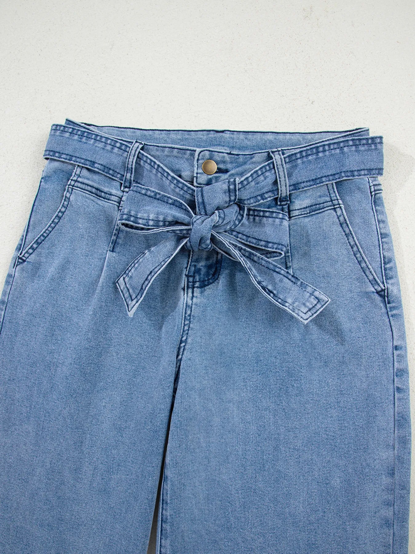 High-Waisted Wide Leg Jeans with Matching Belt