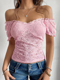 Devine Off-Shoulder Lace Top - Chic & Feminine Blush Pink