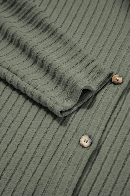 Ribbed Knit Button-Up Cardigan with Pockets â€“ Cozy Everyday Layer